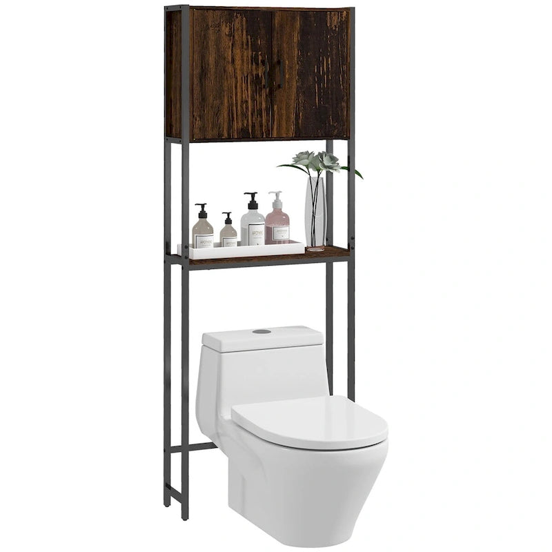 Meuble de rangement industriel pour toilettes avec armoire à double porte et étagère réglable