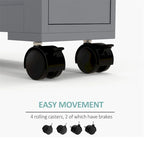 Meuble de rangement latéral étroit de salle de bain en bois roulant 6,25x20,5x28,25