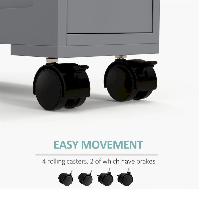 Meuble de rangement latéral étroit de salle de bain en bois roulant 6,25x20,5x28,25