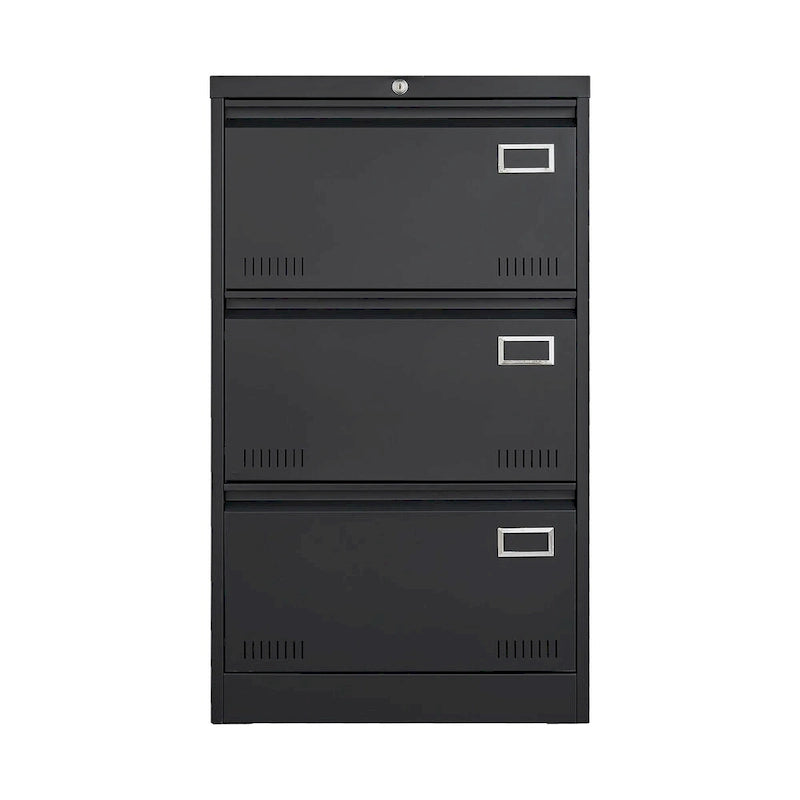Meuble Classeur Latéral 3 Tiroirs, Classeur Métallique Verrouillable à Trois Tiroirs, Meuble de Rangement de Bureau avec Tiroirs Verrouillables